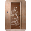 Дверь для сауны DoorWood (Дорвуд) 80x200 Основная серия Искушение (бронза) правая
