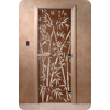 Дверь для сауны DoorWood (Дорвуд) 70x190 Основная серия Бамбук и бабочки (бронза), 6мм, 2 петли, хвоя лева