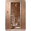 Дверь для сауны DoorWood (Дорвуд) 70x190 Основная серия Зима (бронза), 6мм, 2 петли (хвоя) левая