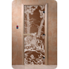 Дверь для сауны DoorWood (Дорвуд) 70x170 Основная серия Мишки в лесу (бронза) левая