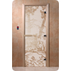 Дверь для сауны DoorWood (Дорвуд) 60x190 Основная серия Мишки в лесу (сатин) левая