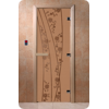 Дверь для сауны DoorWood (Дорвуд) 80x180 Основная серия Весна цветы (бронза матовое) левая