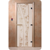 Дверь для сауны DoorWood (Дорвуд) 80x180 Основная серия Весна цветы (сатин) левая